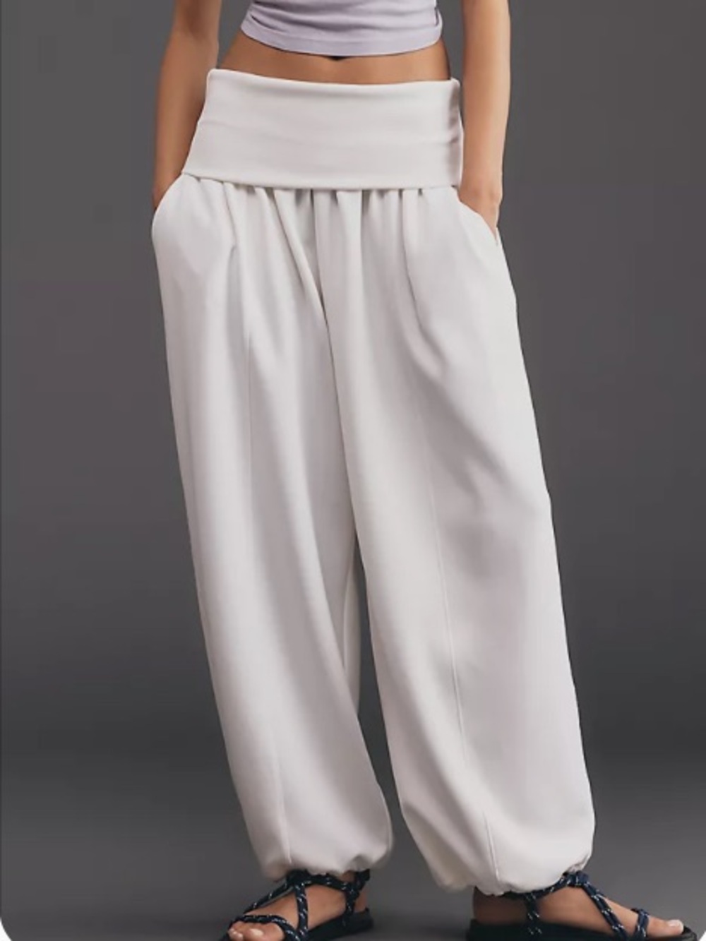 Anthropologie Willow White Foldover Balloon Sweatpants